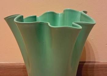 Stary Zielony Wazon Handkerchief Chusteczkowy Vintage