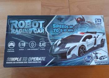 zdalnie sterowany samochód policyjny 2 w 1, który przekształca się w robota