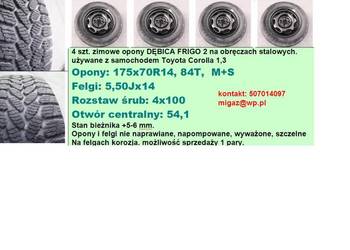 sprzedam opony zimowe z felgami 14"