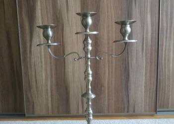 Świecznik metalowy 2x kandelabr vintage retro srebrny duży rozkręcany