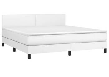 Łóżko kontynentalne z materacem i LED biała ekoskóra 180x200cm WM-3134118