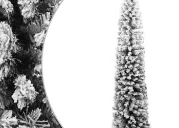 Smukła, sztuczna choinka, zielona, ośnieżona, 180 cm, PVC(320954)