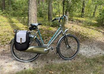 Rower damski Gazelle Orange koła 28 cali duża rama L led sakwy licznik