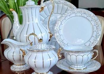 Miśnia-Meissen X-Form, serwis kawowy dla 6-osób z dużym talerzem na ciasto