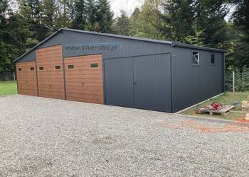 Garaż blaszany 12x6m 11x6 Silver-stal Garaże RAL 7016