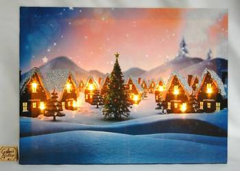 Jysk obraz podświetlany LED świąteczna wioska Boże Narodzenie choinka