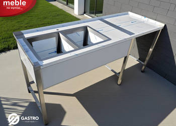 Zlew gastronomiczny 2 komorowy z miejscem na zmywarkę 2000x700x900 mm