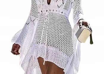 TUNIKA/ PLAŻÓWA/ KOSZULA bluzka koronka PLUS SIZE BIAŁA -biust 135cm