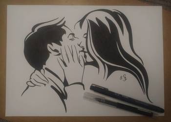 Rysunek: pocałunek 2 - cienk - blok t. A4 250 g/m2