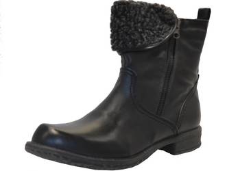 Czarne ocieplane damskie botki rozmiar 38 (TB8103)