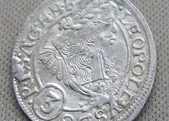 ŚLONSK WROCŁAW -3 KRAJCARY-1670 r  (SHS)-SREBRO LEOPOLD |