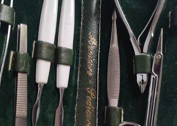 skórkowe skórzane etui pokrowiec  zestaw do manicure pedicure