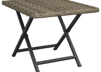 Składany stolik, szary, 45x35x32 cm, polirattan（SKU:362252）