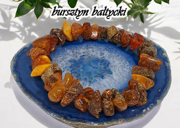 Bransoletka z bursztynu, bursztyn bałtycki bryłki koniakowe zielone #195