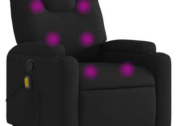 vidaXL Rozkładany fotel masujący, czarny, obity tkaniną(SKU:372379)