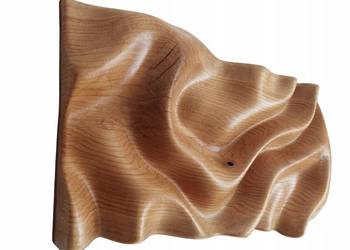 Płaskorzeźba dębowa live edge - fale, 3D, olejowana dekoracja ścienna