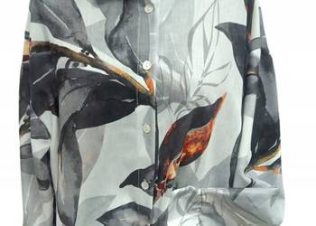 KOSZULA BLUZKA damska szara w liście - biust 114 cm