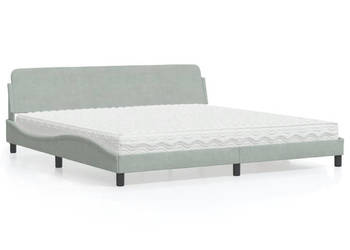 Łóżko z materacem jasnoszare aksamit 200x200 cm WM-3208471