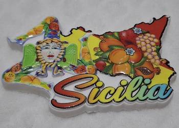 Magnes na lodówkę, flaga Sicilia, 10x6,5cm (Kolekcje, magnesy)