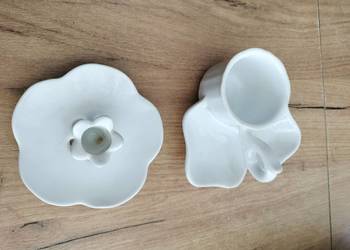 Porcelanowy zestaw dwojak do soli pieprzu i świecznik zestaw