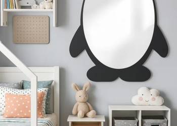 Lustro dekoracyjne ścienne dla dziecka w ramie mdf - PINGWINEK