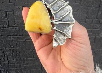 WYPRZEDAŻ wisior srebro 925 bursztyn bałtycki rękodzieło unikat