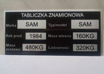 Przyczepka SAM-POZOSTAŁOŚCI zarejestrowana OC DMC 480KG