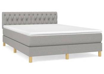 vidaXL Łóżko kontynentalne z materacem, jasnoszare, tkanina(SKU:3140849)