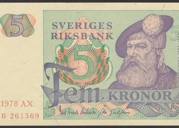 SZWECJA 5 KORON 1978 - AX - STAN UNC -