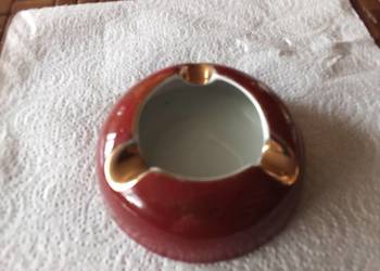 Prl popielniczka Ćmielów porcelana brąz zlocenia