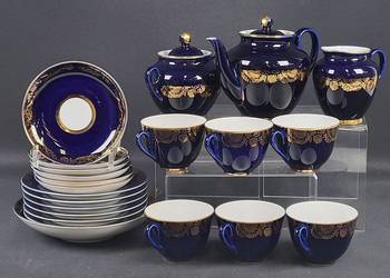 komplet 6 osob.Lomonosow serwis "Golden Frieze" 22szt