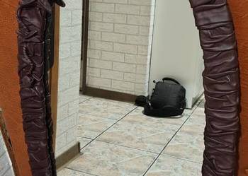 Stare lustro w skórzanej ramię skórzana rama brązowa