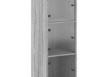Szafka wisząca szklane drzwi szary dąb sonoma 35x37x100 cm WM-836488