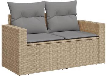 vidaXL Sofa ogrodowa z poduszkami, 2-osobowa, beż,(SKU:366105)