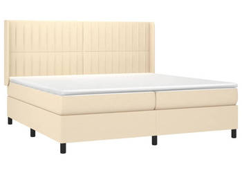 Łóżko kontynentalne z materacem kremowe tkanina 200x200 cm WM-3138506