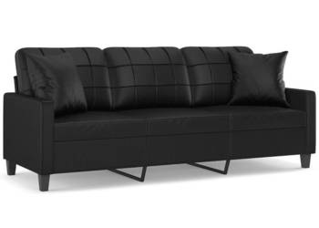 3-osobowa sofa z poduszkami czarna 180 cm sztuczna skóra WM-3200808