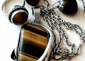 Srebrny unikat z tygrysim okiem.