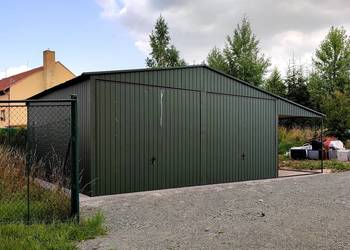 Blaszany garaż 6x6m + daszek 2,5×6 – ciemny zielony matowy