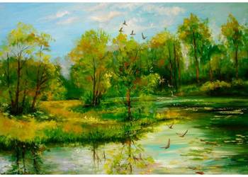 Nad wodą obraz olejny 63cm-97cm do negocjacji