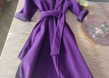 Made in italy maxi długi płaszcz w kolorze intensywnej purpury rozm Oversiz