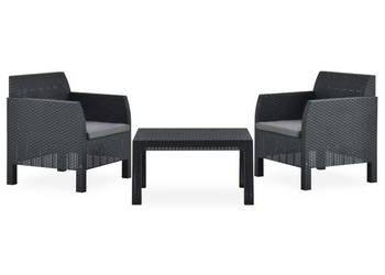 3-cz. zestaw wypoczynkowy poduszki rattan PP antracyt WM-3067233