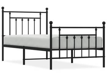 Łóżko Metalowe Czarne Rama Łóżka Ze Stelażem 90x190 cm WM-353547