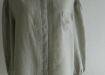 Bluzka Koszula Tunika Lniana 100% Len Jasnoszary Kolor Wygodny Fason 46/48