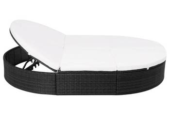 vidaXL Łóżko ogrodowe z poduszką, polirattan, czarne(SKU:42940)