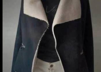 Kurtka z polaru ocieplana kożuszkiem czarna 2YK retro vintage coguette boho