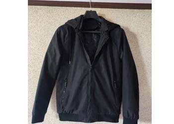 XL męska klasyczna czarna elegancka kurtka z kapturem softshell