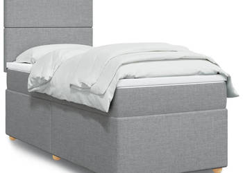 Łóżko kontynentalne z materacem jasnoszare tkanina 100x200cm WM-3293484