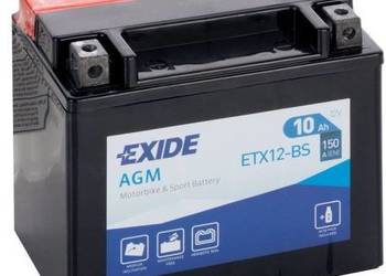 Akumulator motocyklowy 10Ah 150A EXIDE ETX12-BS YTX12-BS L+