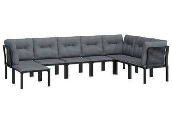 vidaXL 8-cz. zestaw wypoczynkowy do ogrodu, czarno - szary（SKU:3187766）