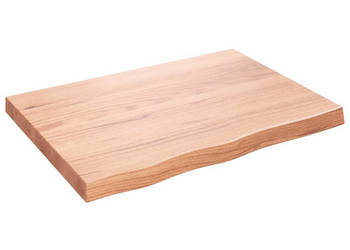 Półka brązowa 80x60x(2-6) cm lakierowane lite drewno dębowe WM-363673